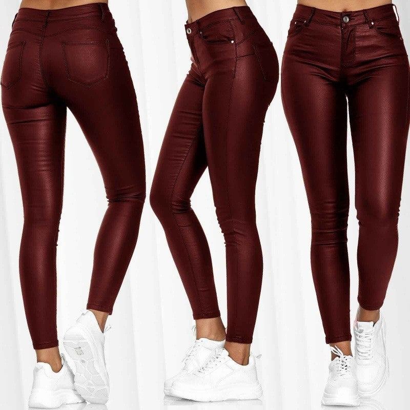 2025 Fashion Faux Leather Pants Women's Sexy Stretch Casual Leggings Solid  Leather Bodycon Pencile Pants For Women Streetwear