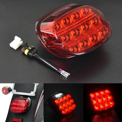 Luz traseira de LED 12V para motocicleta, lente fumê/vermelha, luz de freio, placa de licença, lâmpada traseira para Harley Dyna Touring Sportster Wide Glide