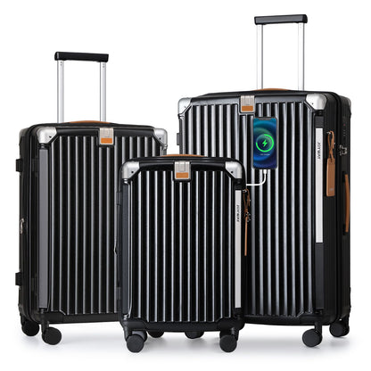 Conjuntos de Bagagem Joyway 3 Peças, Malas Expansíveis com Porta-Copos Inteligente e Porta USB, Malas Rígidas de Bordo e Despachadas com Cadeado TSA