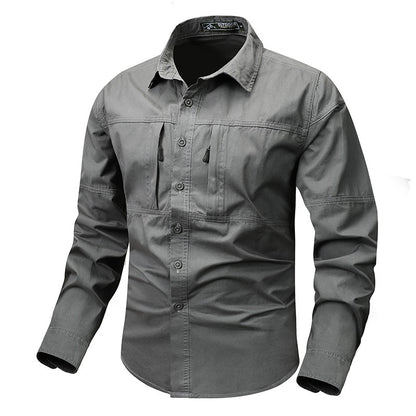 Spring Men Cargo Cotton Long Sleeve Shirts Man Casual Breathable Tactic Shirts Male Multi Pocket Outdoor Blouses Work Shirts 5XL