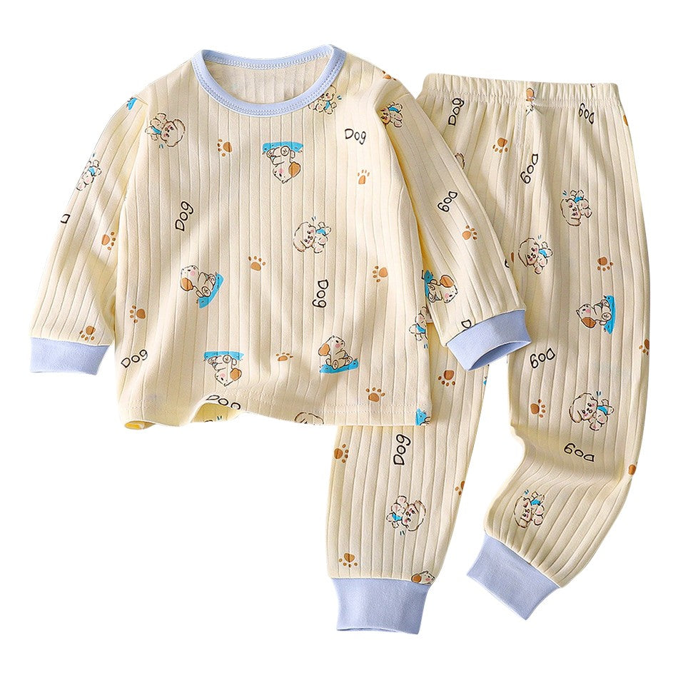 Kids Casual Autumn Long Sleeve Pajamas Set Boys and Girls Cartoon Print Home Wear Comfortable Soft Fabric Sleepwear