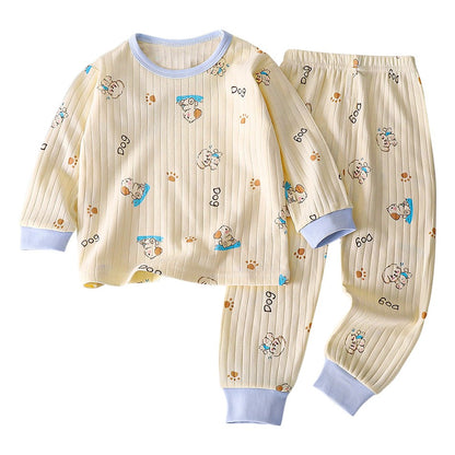 Kids Casual Autumn Long Sleeve Pajamas Set Boys and Girls Cartoon Print Home Wear Comfortable Soft Fabric Sleepwear