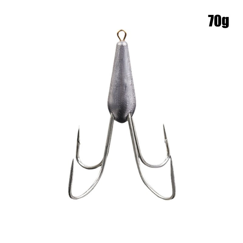 Anzóis de Pesca Triplos Prateados de Aço Carbono com Farpa 20g/30g/40g/50g/60g/80g Agulha de Pesca Acessórios de Pesca
