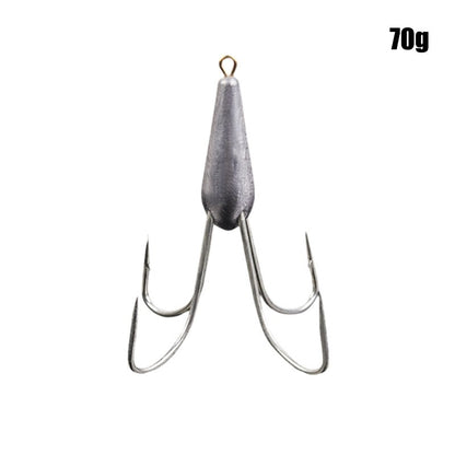Anzóis de Pesca Triplos Prateados de Aço Carbono com Farpa 20g/30g/40g/50g/60g/80g Agulha de Pesca Acessórios de Pesca