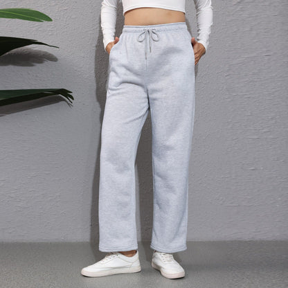 Wide Leg Pants For Women’s Fleece Lined Sweatpants Straight Pants Bottom All-Math Plain Fitness Joggers Pants Travel Basic