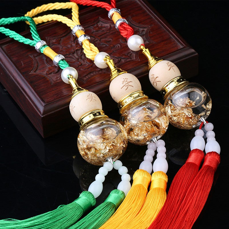 Car Glass Bottle Gourd Pendant Gold Foil Bottom Double Spike Gourd Pendant Car Interior Accessories Car Pendant Pendant