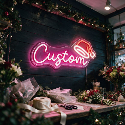 Custom Text and Santa Hat Neon Sign Creative LED Christmas Light Wall Decor Unique Xmas Gift for Home Party Holiday Decoration