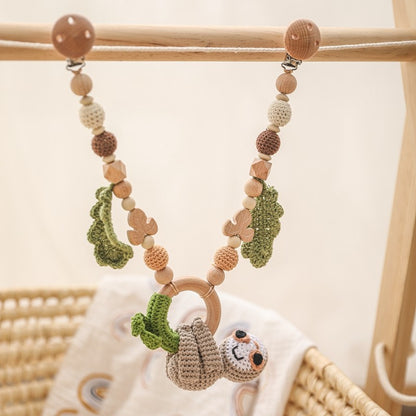 Baby Crochet Stroller Toys Wooden Hanging Ocean Stroller Teething Rattle Bell Animal Mobiles Gym Stroller Pendants Gifts Toys