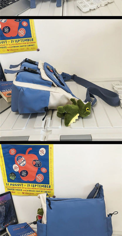 Japanese Simple Messenger Bag Student Nylon Waterproof Canvas Handbag Shoulder Crossbody Bags for Women Men Satchels Bolsas