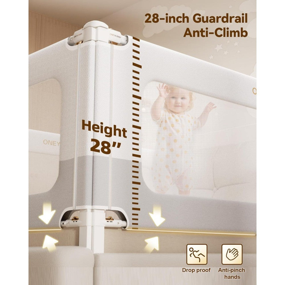 Grades de proteção para cama infantil ajustáveis em altura - Proteção de cama de tamanho normal sem perfuração com reforço de segurança Chi