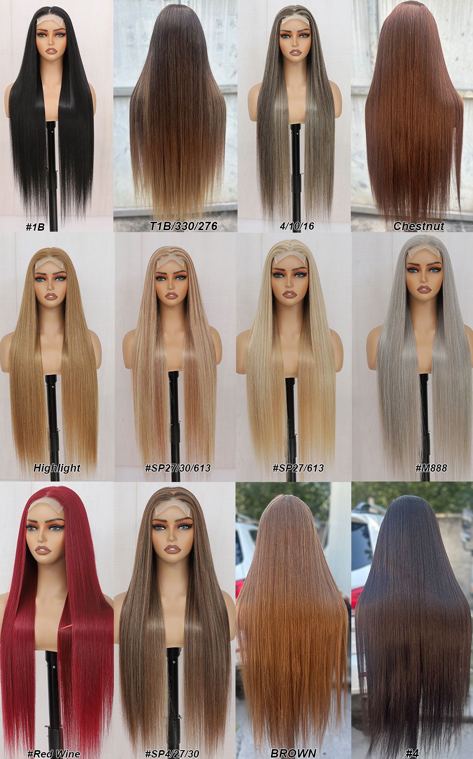 Magicae 330Grams 36Inch 4x4 Lace Front Wigs Chestnut Brown Wigs Ombre Highlight Straight Blond P27/613# High Temperature Cosplay