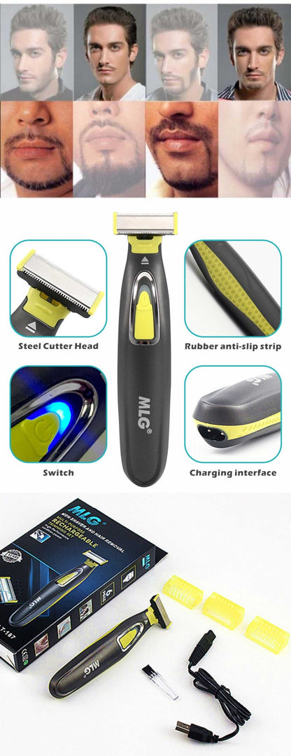 MLG USB Rechargeable Waterproof Washable Rechargeable Electric Shaver Beard Razor Body Trimmer Men Shaving Machine Hair