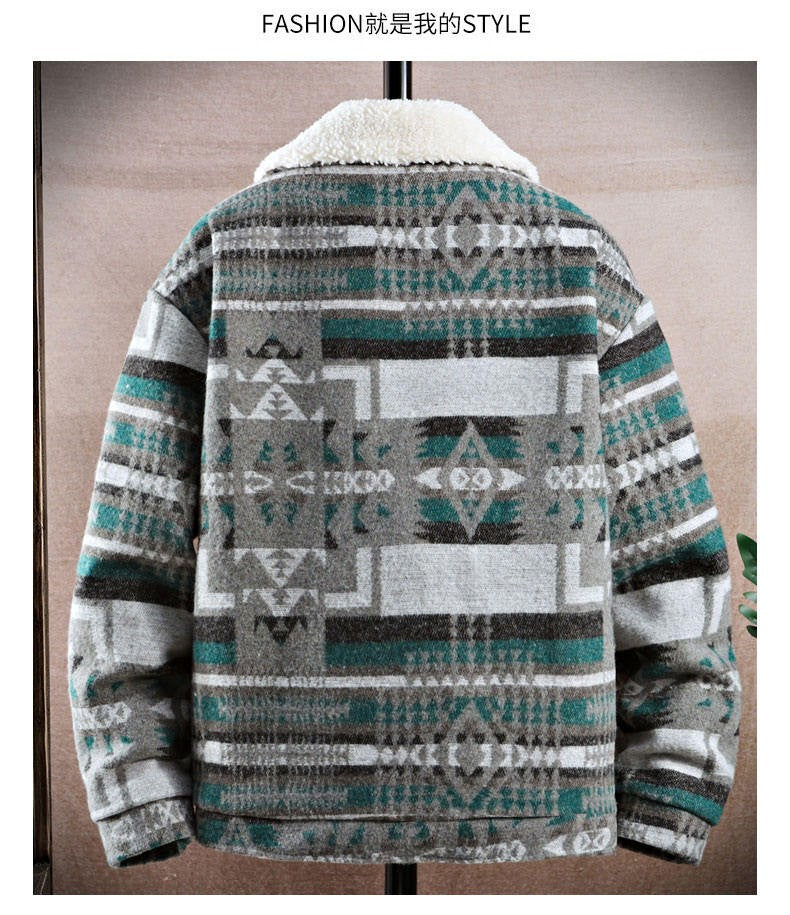 High-quality Woolen Jacket Men's Retro Print Casual Business Trench Coat Winter Keep Warm Short Overcoat Streetwear Men Clothing