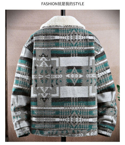 High-quality Woolen Jacket Men's Retro Print Casual Business Trench Coat Winter Keep Warm Short Overcoat Streetwear Men Clothing