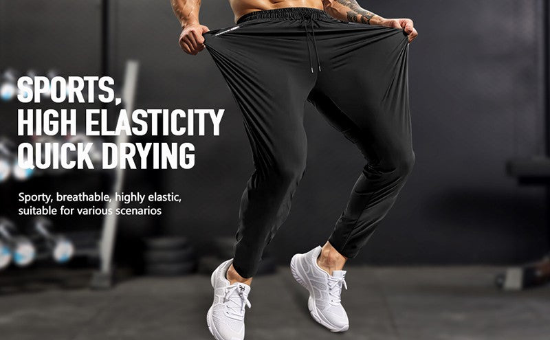 Men's Athletic Stretchy Quick Dry Pants with Zipper Pockets Lightweight Sweatpants for Outdoor Hiking Fishing Running Workout