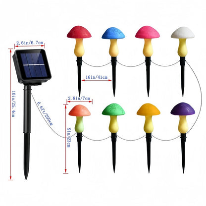 Solar Garden Decor Lights Crack Mushrooms Outdoor Decor Stake String Lights Waterproof Solar Pathway Lights Christmas Decoration