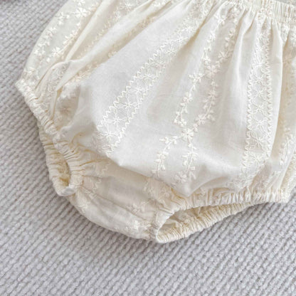 Girls Summer Fashion Set Children's Embroidered Grid Puff Sleeve Top+Shorts Two Piece Cute Baby Girls Clothes Set Baby Clothes