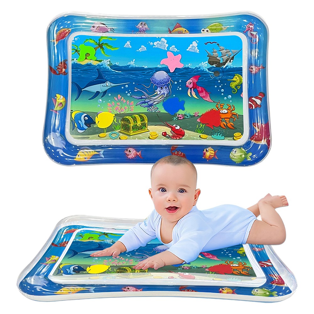 Squid Ocean Theme Inflatable Water Mat for Babies - Thick PVC Sensory Play Mat, Educational Baby Toy, Perfect Birthday Gift