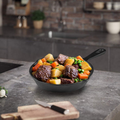 Frigideira de Ferro Fundido com Bico Antigotejamento Pré-Temperada, Utensílio de Cozinha Seguro para Forno, Acampamento, Uso Interno e Externo