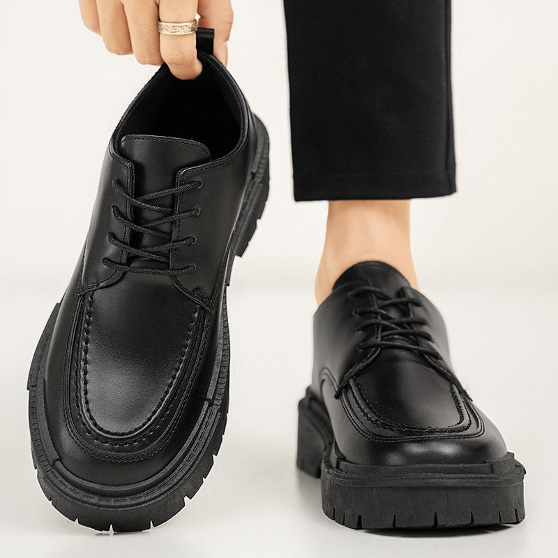 Thick Sole Formal Black Men Leather Shoes Luxury Brand Designer Platform Casual Shoes Wedding Dress Oxfords Shoes Men Work Shoes