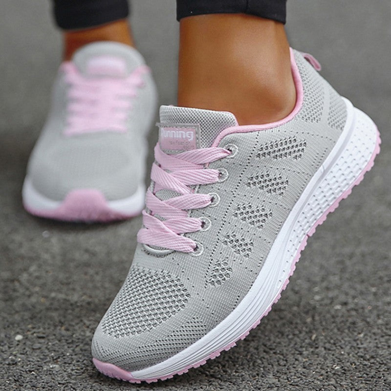 Women's Sneaker 2025 New Fashion Breathable Trainers Comfortable Sneakers Mesh Fabric Lace Up Women's Tennis Shoes For Women