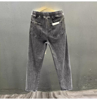 Men's Loose Fit Work Jeans Durable Construction Workers Casual Straight Leg Blue Denim Trousers for Spring Summer Autumn