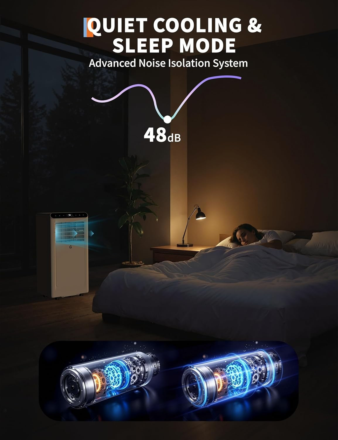 Ar Condicionado Portátil de 8.000/10.000 BTU, 3 em 1 Sem Duto, Unidade AC Portátil com Ventilador de Oscilação Automática e Kit para Janelas Incluído