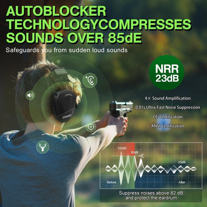 PROHEAR Youth Electronic Shooting Ear Protection Slim Fit Sound Amplification Noise Compression Earmuffs for Gun Range Hunting