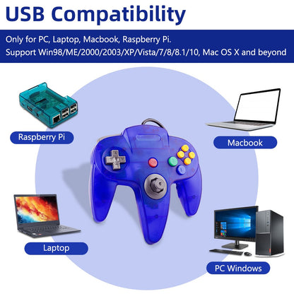 USB Wired Gamepad N64 Joystick Gamepad Controller for Mac Computer PC Handle USB Gamepad
