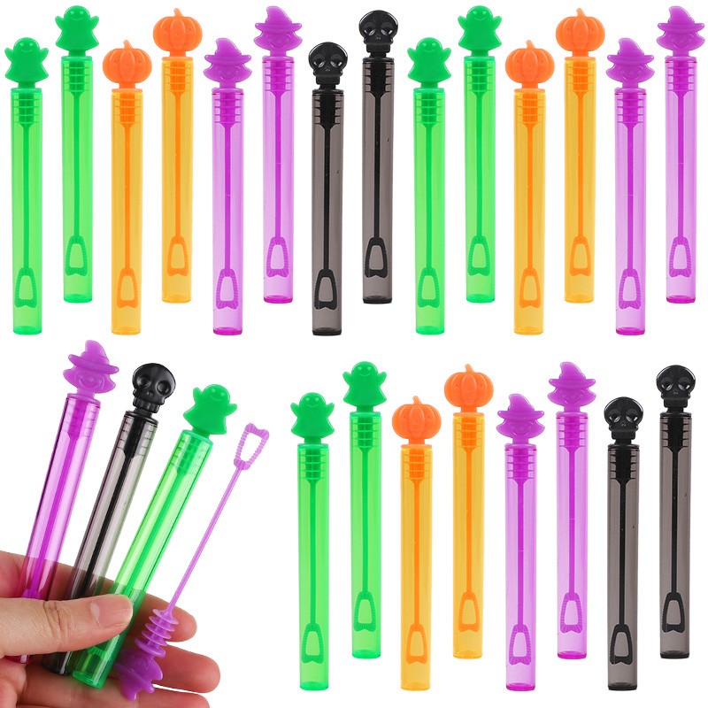 12/24Pcs Halloween Empty Bubble Soap Bottles Tube Skull Ghost Pumpkin Bubble Wands Halloween Party Trick or Treat Favors Decor