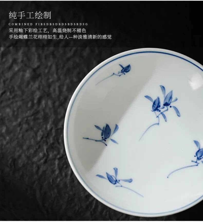 Pure Hand-painted Butterfly Orchid Fruit Plate, Dehua White Porcelain Tea Snack Living Room Table, High Footed Fruit Snack Plate