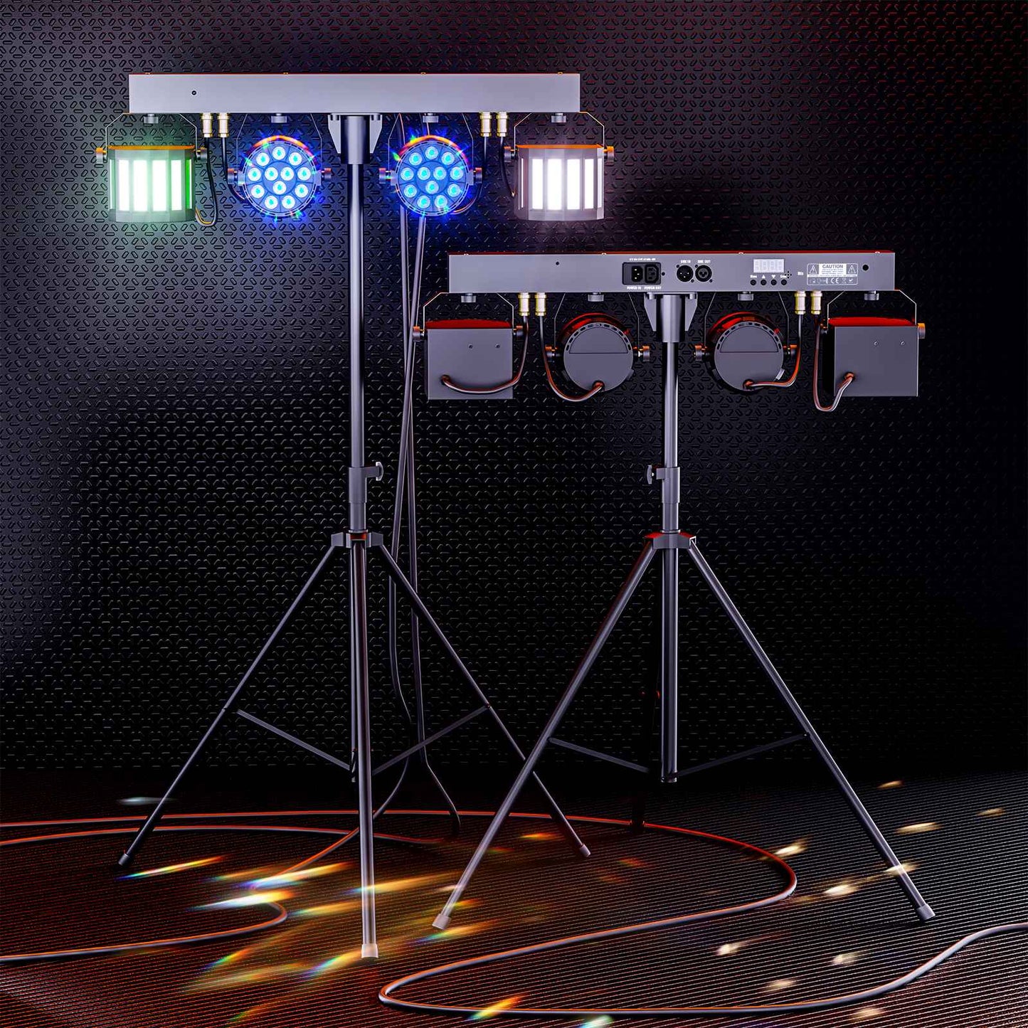 U`King 2Pcs/Set 60W RGBW LED Par Lights Combination Bracket Light DMX512 Stage Light For DJ Disco Concert Wedding Birthday Party