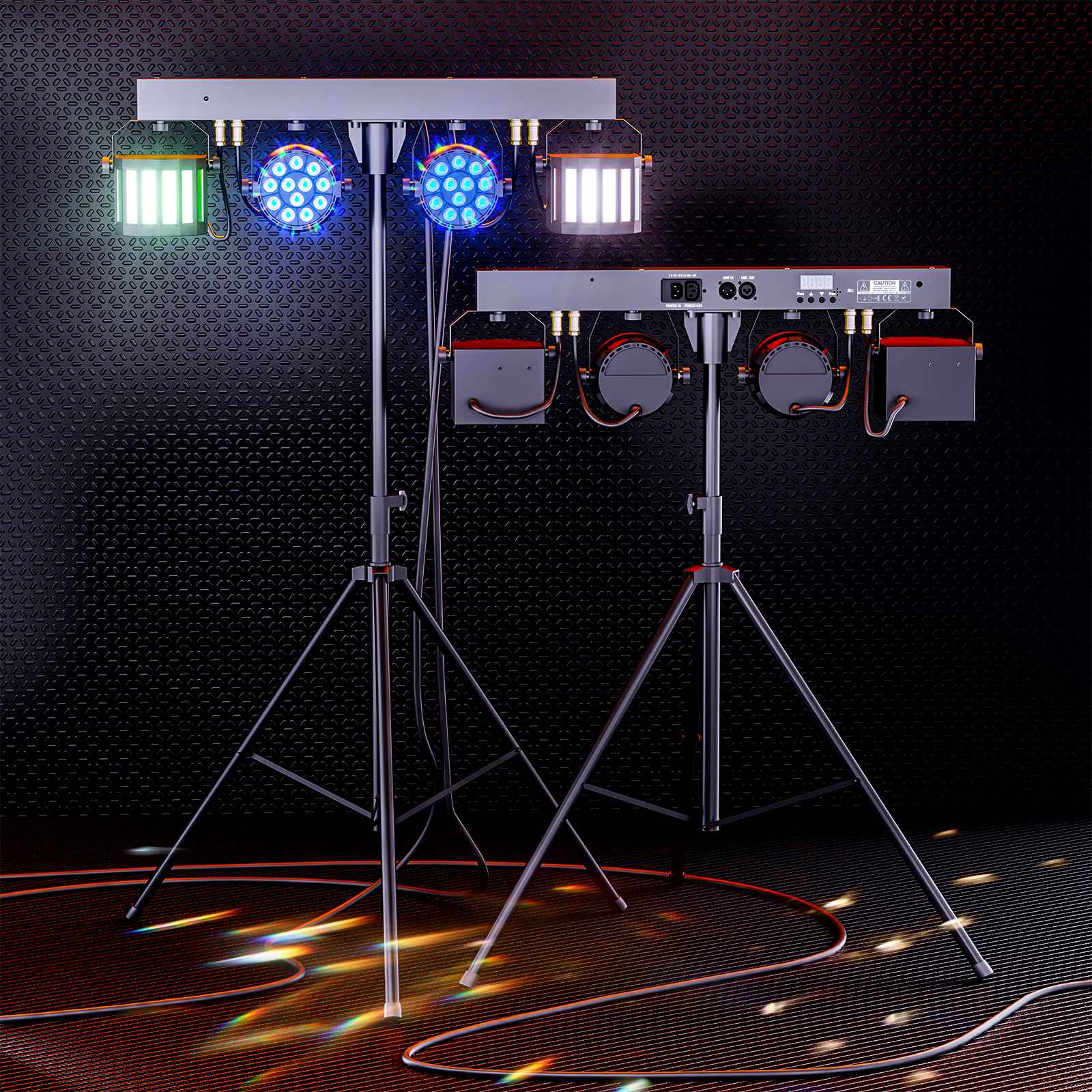 U`King 2Pcs/Set 60W RGBW LED Par Lights Combination Bracket Light DMX512 Stage Light For DJ Disco Concert Wedding Birthday Party
