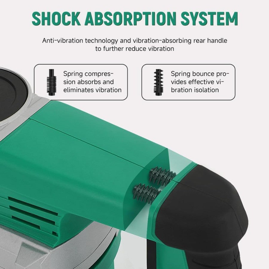 Martelo Demolidor Elétrico 1500W para Serviço Pesado SDS-MAX Quebrador de Concreto com Talhadeira Chata para Construção e D