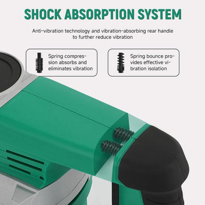 Martelo Demolidor Elétrico 1500W para Serviço Pesado SDS-MAX Quebrador de Concreto com Talhadeira Chata para Construção e D
