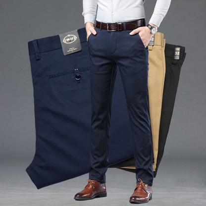 Calças Sociais Masculinas Finas para o Verão, Justas, de Algodão, Estilo Casual de Negócios, Cores Verde, Preto, Cáqui, Calças de Marca Masculinas Tamanhos 30-40