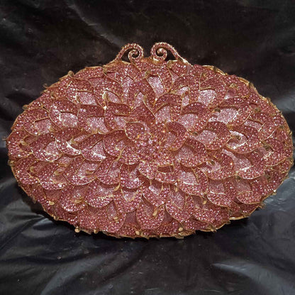 Luxury Women Pink Flower Clutch Bags Stone Evening Bags Bridal Rhinestone Handbags Wedding Clutches Bags Dinner Minaudiere Purse