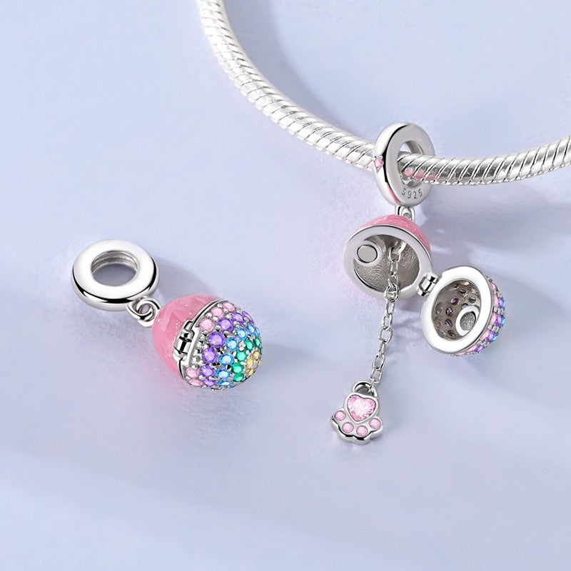 925 Sterling Silver Can Be Opened Pandant Easter Egg Charms Beads Fit Original Bracelet Making Fine Jewelry Women DIY Gift