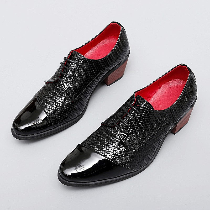Men's Leather Shoes Banquet Dress Shoes Formal Occasions Men's Business Leather Shoes Office Red High Heels Pointed Shoes