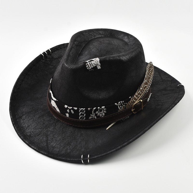 Chapéu Cowboy Masculino Vintage de Couro Sintético Feito à Mão Chapéu Cavalheiro Jazz Chapéu Panamá Cowgirl Sombrero Hombre