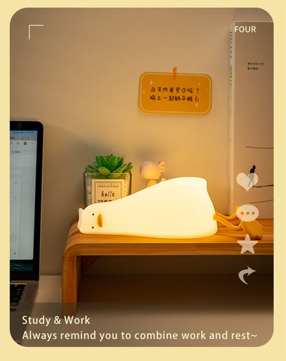 Duck Nightlights Led Night Light Duckling Rechargeable Lamp USB Cartoon Silicone Children Kid Bedroom Decoration Birthday Gift