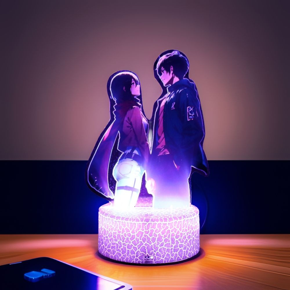 Anime Figures Attack on Titan 3D Lamp LED Night Light RGB16 Colors Lamps Remote Standing Sign Decor Bedroom Home Kids Toys Gifts