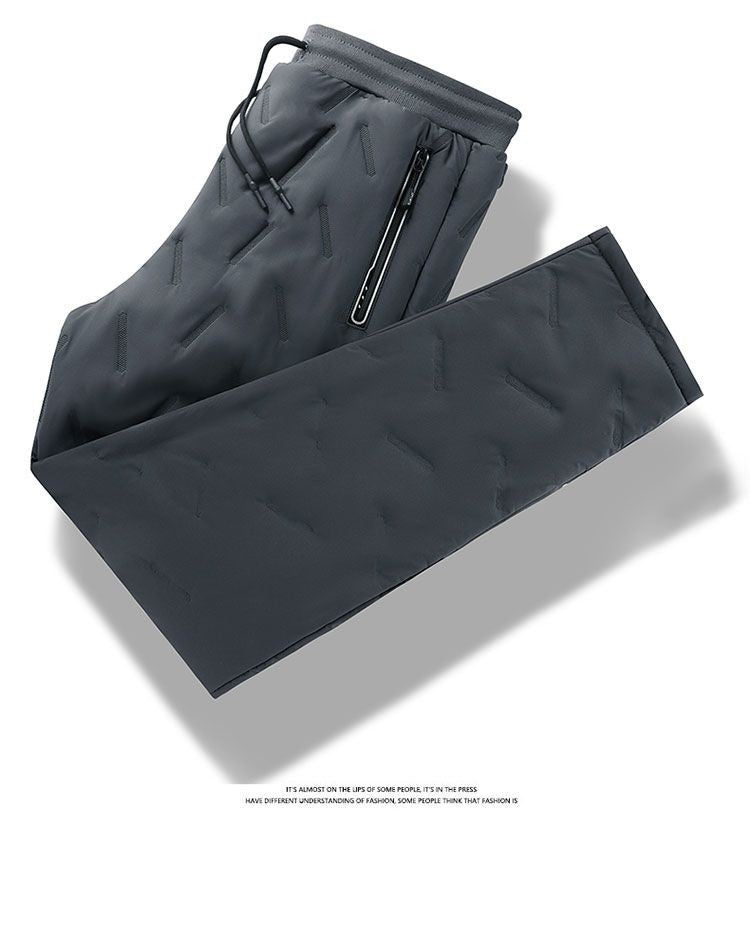 Men's Winter Thiened Fce Lined down Cotton Pants Casual Spor Long Trousers Loose Fit Warm Outerwear for Autumn And Winter