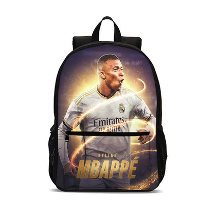 M-Mochila Esportiva Mbappes Football com Zíper Relâmpago Mochila Escolar Esportiva Mochila Escolar Jogador Estrela Mochilas para Livros