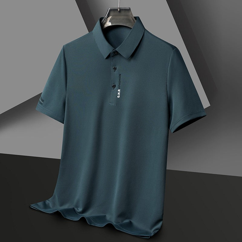 Men's Short Sleeve Solid Color Polo Shirt Breathable Comfortable Elastic Top New Arrivals Casual Business Style