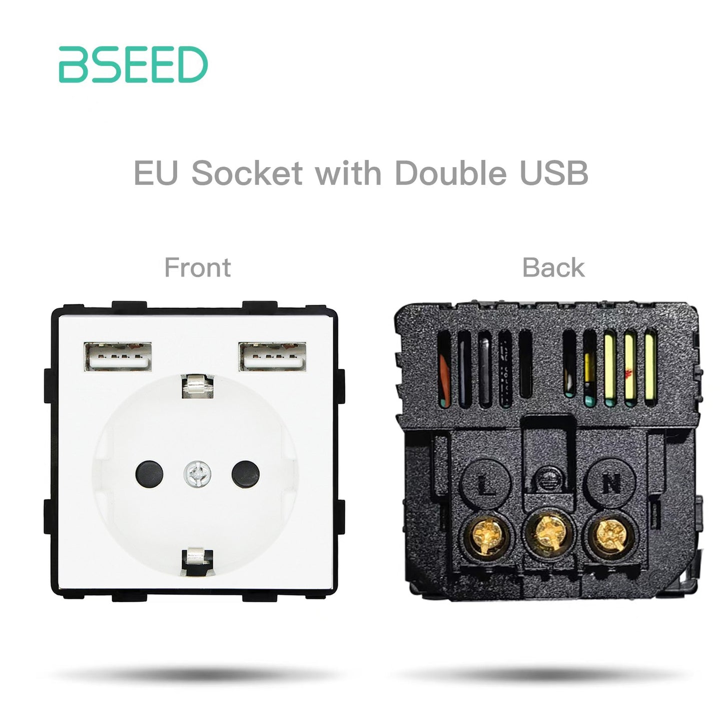 BSEED EU Standard Wall Socket with USB RJ45 TV Satellite Plug Glass Panel DIY Free Combination Function Part for Home Automation