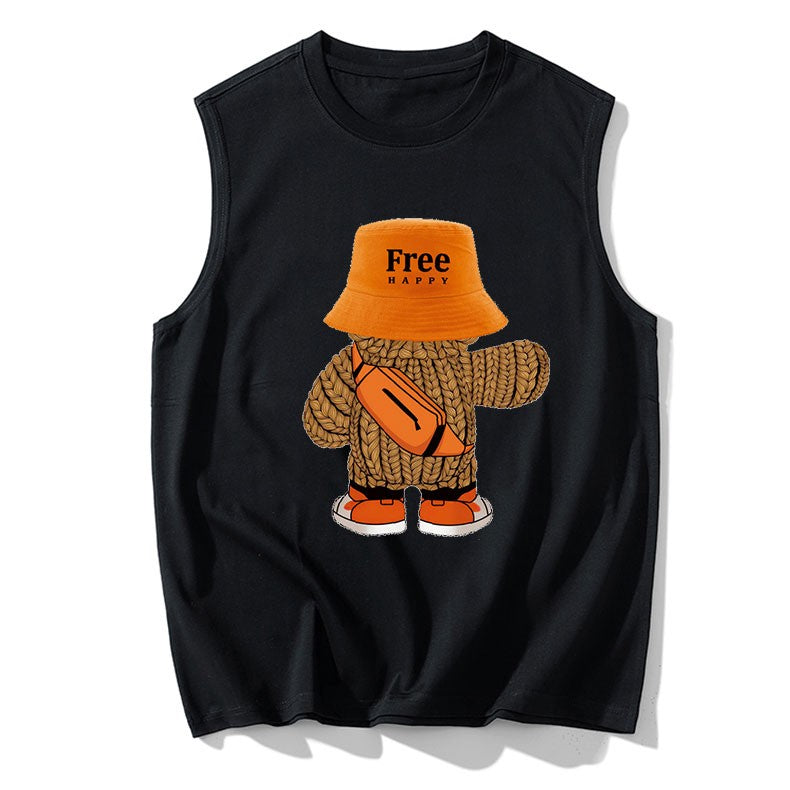 Men's Plus Size Vest Shirt 110-200KG Gym Workout Tummy Control Compression Tank Top Black Print Sleeveless Tee Fat Male Clothing