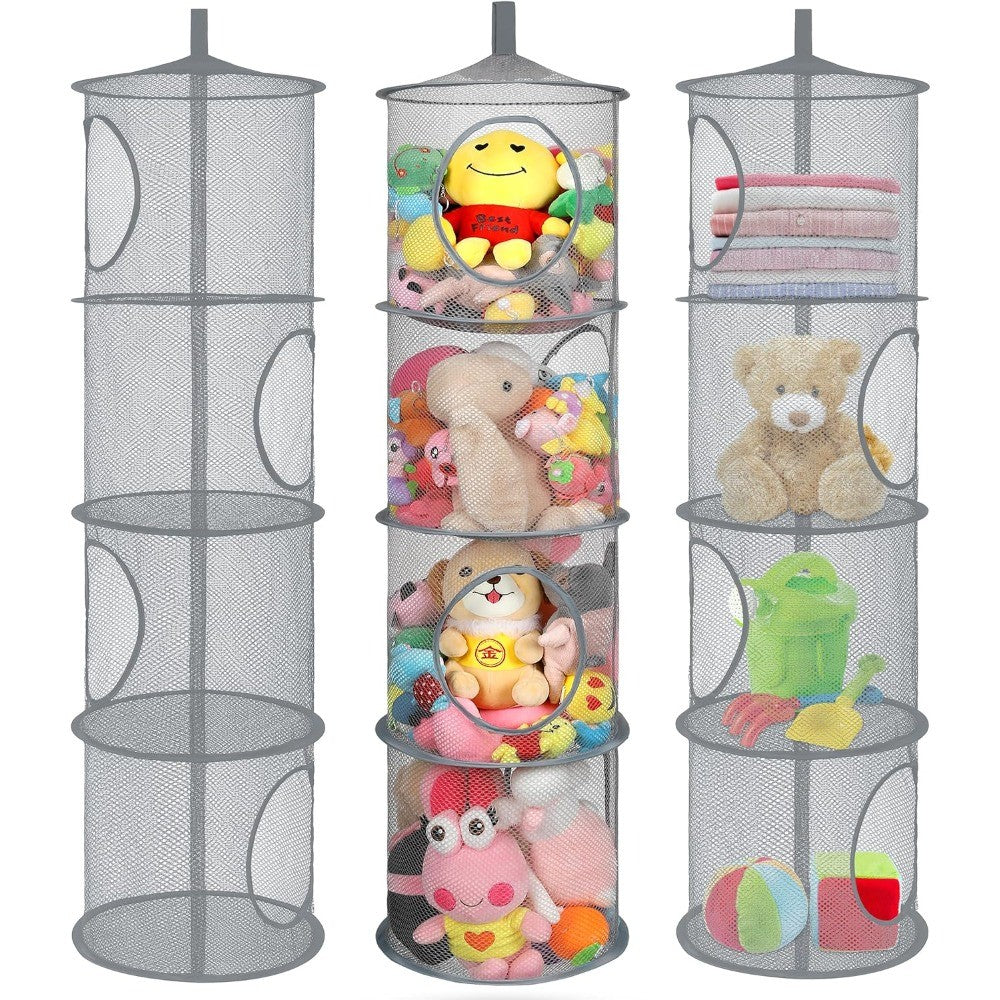 4-Layer Hanging Mesh Toy Storage Bag Foldable Organizing Mesh Suitable for Storing Toys Gloves Hats Socks and Other Items