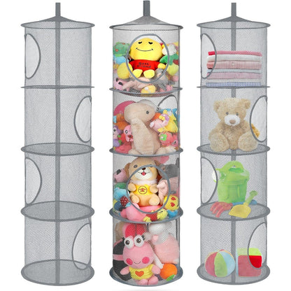 4-Layer Hanging Mesh Toy Storage Bag Foldable Organizing Mesh Suitable for Storing Toys Gloves Hats Socks and Other Items