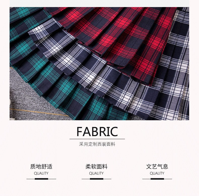 2023 Women A- line Skirt Red Plaid Skirt korean harajuku plaid skirt Spring and Autumn New Pleated High Waist Skirt